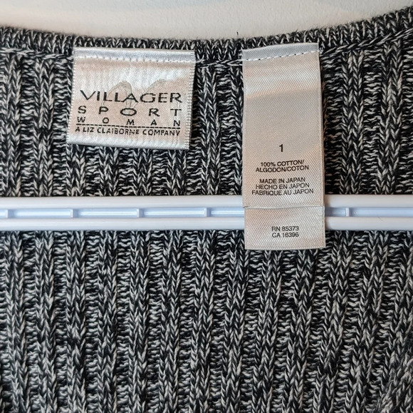 Vintage Salt Pepper V Neck Long Sleeve Knit Sweater Women Size 1 - Picture 4 of 8